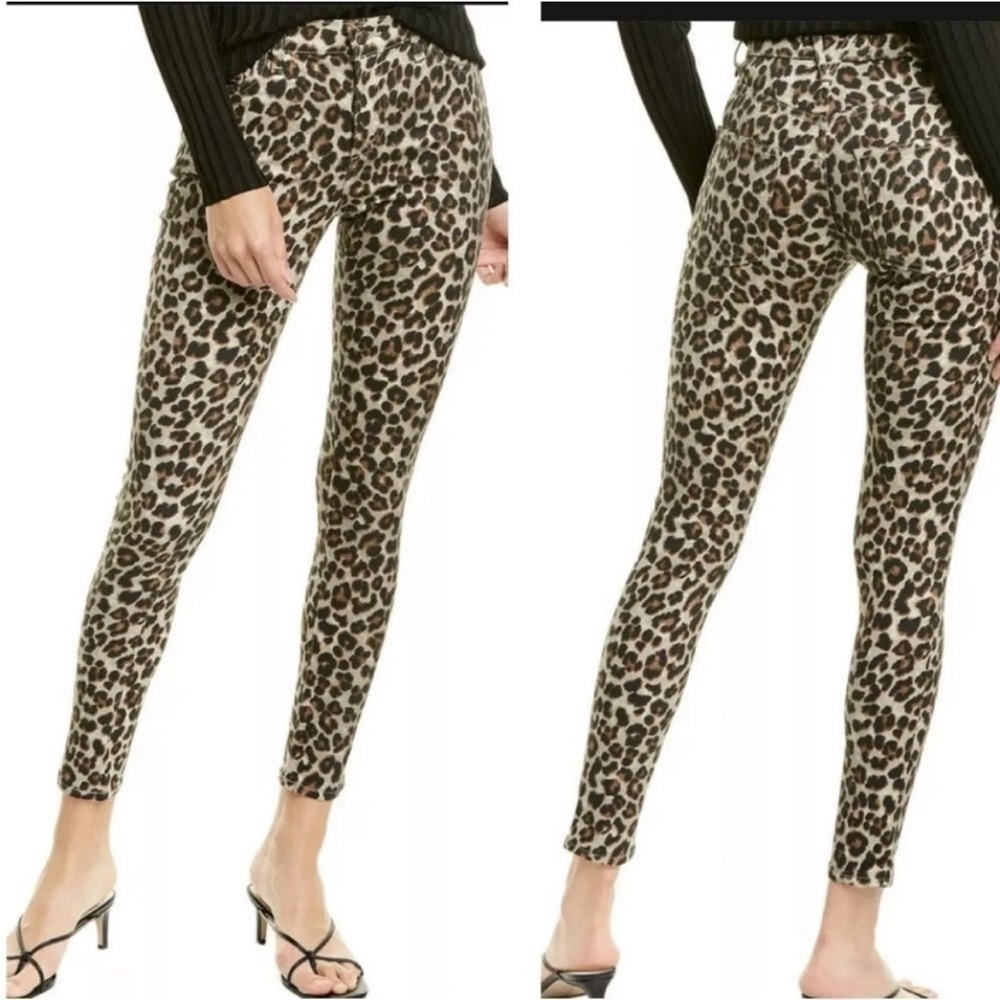 Veronica Beard Brooke Skinny Mid Rise Jeans Coated Leopard Sz 26 2